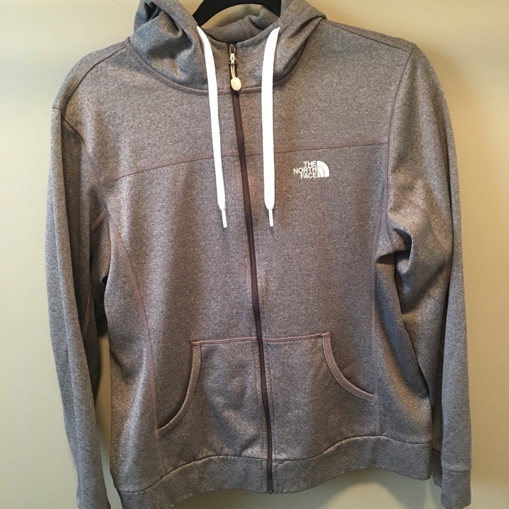North Face grey zipup, size Large